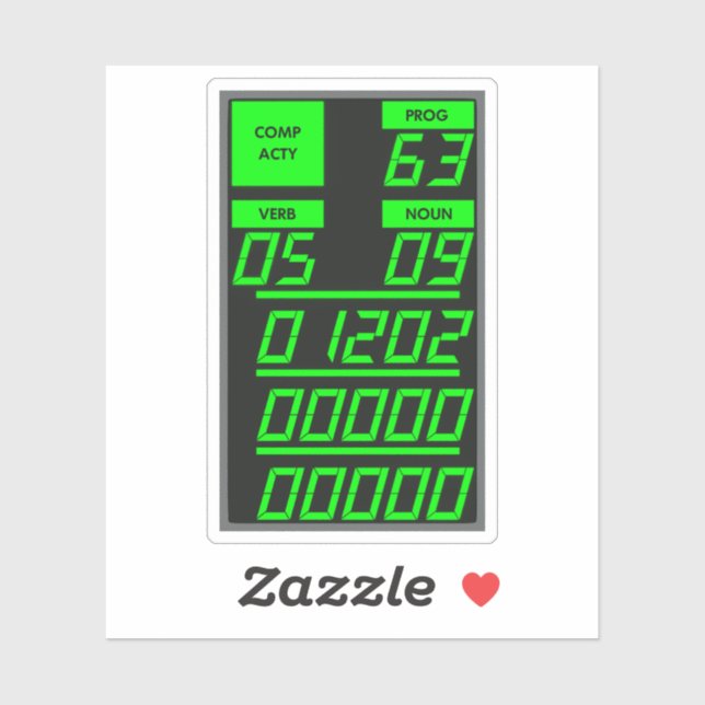 Pegatina Pantalla DSKY Apollo 11, código de alarma 1202 (Hoja)