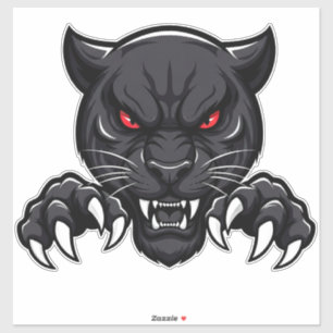 Pegatina Pantera Negra Agresiva Con Ojos Rojos