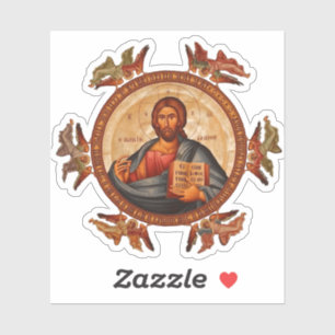 Pegatina Pantocrador Jesucristo Señor de todos con ángeles