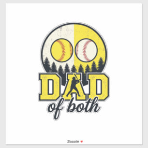 Pegatina Papá de béisbol sóftbol de ambos diseño vectorial