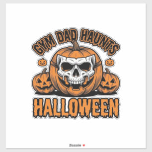 Pegatina Papá de gimnasia Halloween Calabaza vintage calave