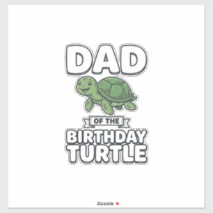Pegatina Papá de la tortuga de cumpleaños Diseño divertido 
