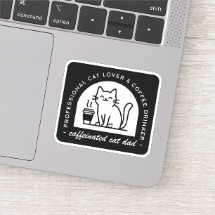 Pegatina Papá gato amante del café divertido