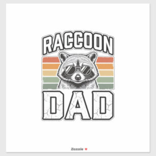 Pegatina Papá Mapache Grabado Vintage Diseño Vector Retro_