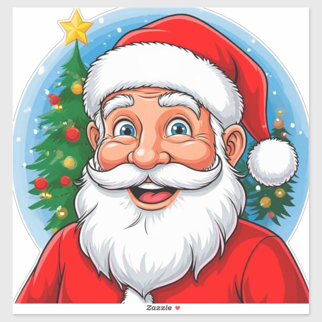 Pegatina Papá Noel alegre (Hoja)