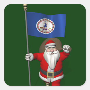 Pegatina Papá Noel con la bandera de Virginia