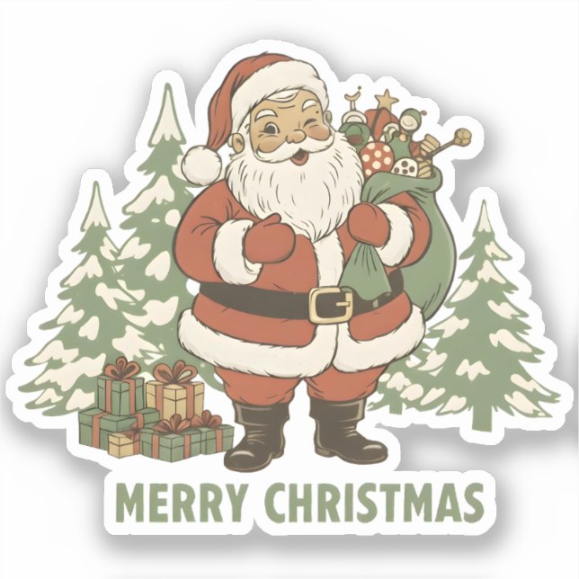 Pegatina Papá Noel Feliz Navidad (Anverso)