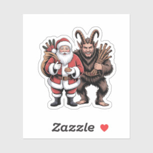Pegatina Papa Noel Krampus de terror divertido y espeluznan