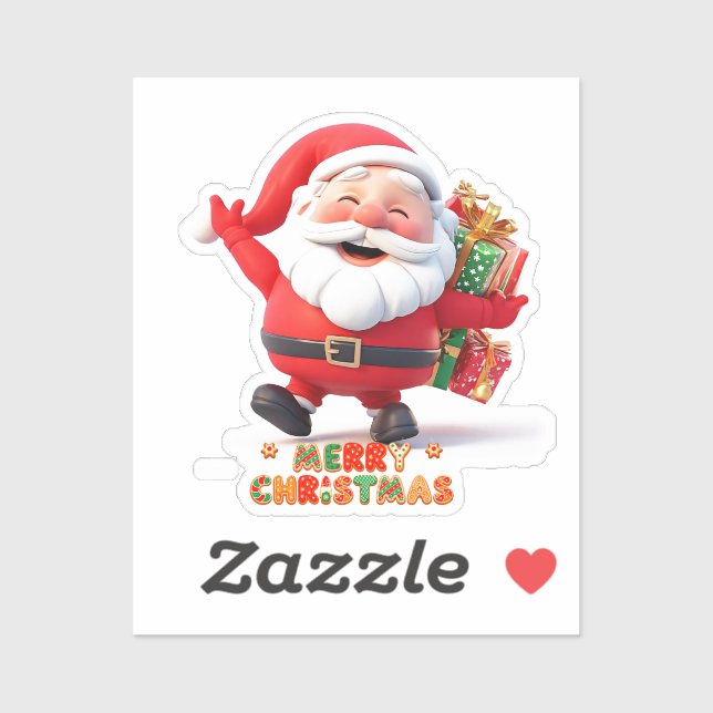Pegatina 🎁 Papá Noel llevando regalos festivos Navidad (Hoja)