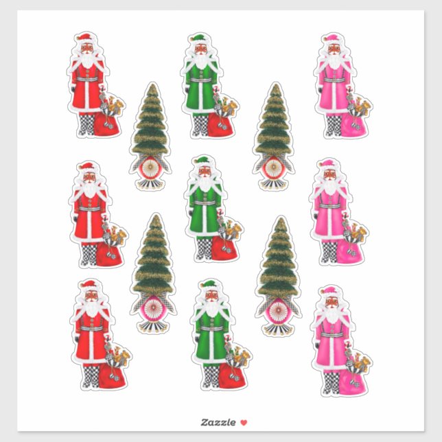 Pegatina Papá Noel negro Melanin navidad navidad (Hoja)