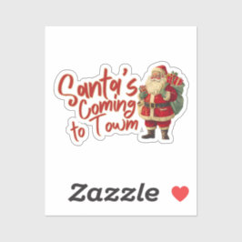 Pegatina Papá Noel: Papá Noel viene a la ciudad