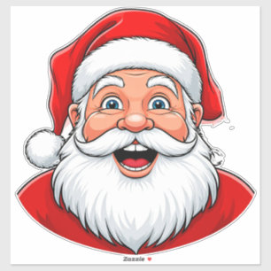 Pegatina Papá Noel sonriente de Navidad con sombrero rojo