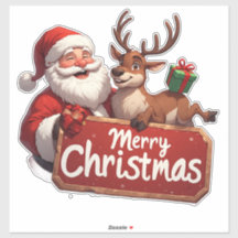 Papá Noel y renos felices