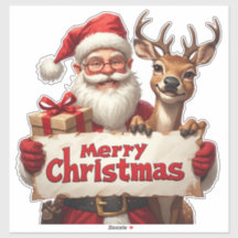 Papá Noel y renos felices