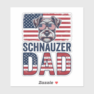 Pegatina Papá Schnauzer Patriótico Vintage Perro
