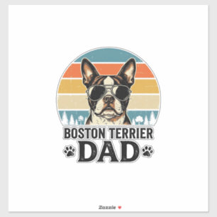 Pegatina Papá Terrier de Boston Diseño Vintage Amante de lo