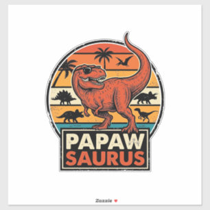 Pegatina Papawsaurus Diseño Vectorial Retro Dinosaurio Atar