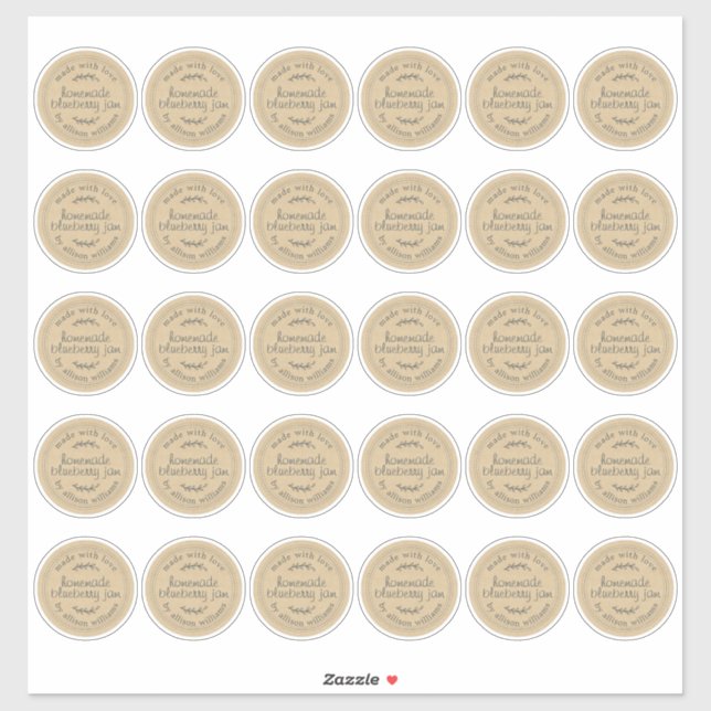 Pegatina Papel rústico casero de arándano azul Jam Kraft de (Hoja)