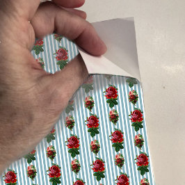 Pegatina Papel tapiz Dollhouse tiras y rosas a pequeña esca