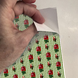 Pegatina Papel tapiz Dollhouse tiras y rosas a pequeña esca