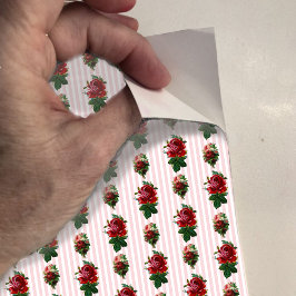 Pegatina Papel tapiz Dollhouse tiras y rosas a pequeña esca