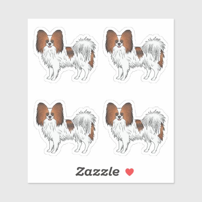 Pegatina Papillon Sable Rojo Diseños De Perros De Dibujos A (Hoja)