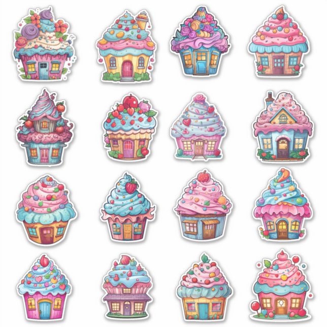 Pegatina Paquete Cupcake House 16 (Anverso)