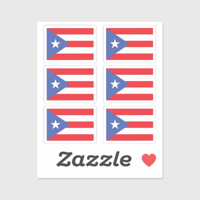 Pegatina Paquete de colección Bandera de Puerto Rico de 6 (Hoja)