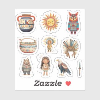 Pegatina Paquete de la tribu nativa estadounidense de arte