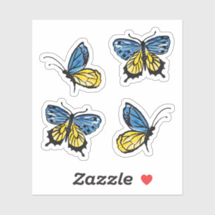 Pegatina Paquete de mariposa de bandera ucraniana
