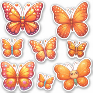 Pegatina paquete de mariposas naranjas vibrantes