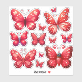 Pegatina paquete de mariposas rojas vibrantes