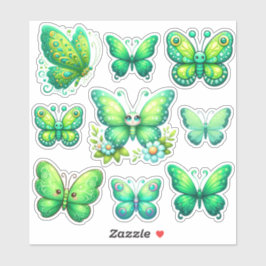 Pegatina paquete de mariposas verdes vibrantes
