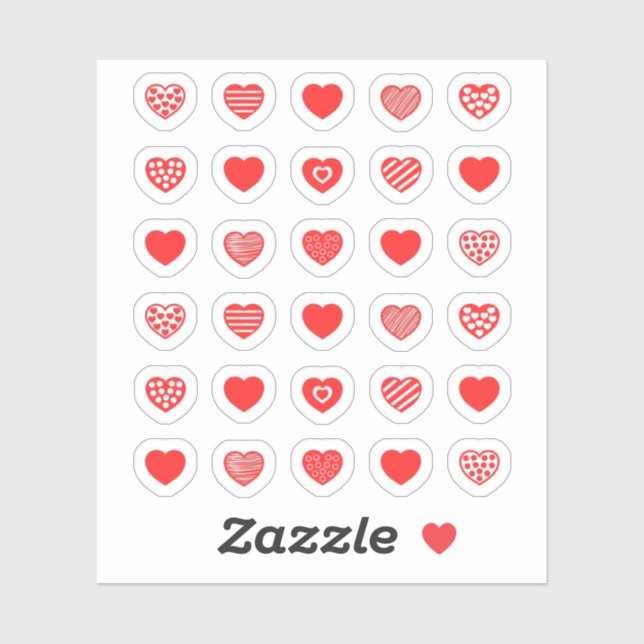 Pegatina Paquete de patrones de corazones rojos (Hoja)