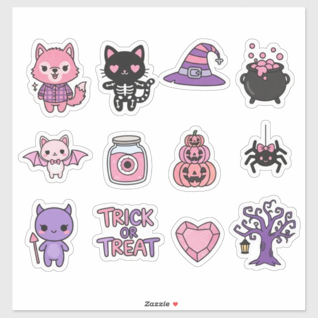 Pegatina Paquete de Stickers Adorables de Halloween Kawaii (Hoja)