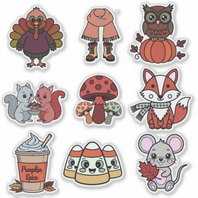 Pegatina Paquete de Stickers de Aventuras de Otoño 🍂 (Anverso)