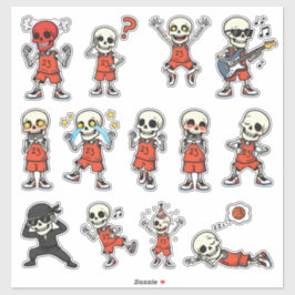 Pegatina Paquete de Stickers de Baloncesto de Esqueleto Div