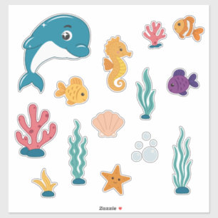 Pegatina Paquete de Stickers de Criaturas Marinas Adorables