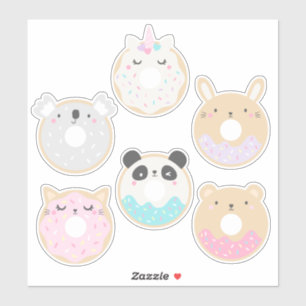 Pegatina Paquete de Stickers de Donut de Animalito Kawaii A