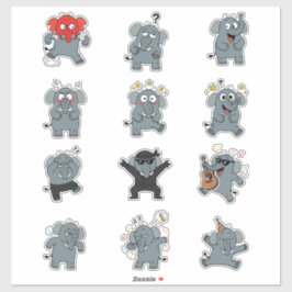 Pegatina Paquete de Stickers de Elefante Divertido — Dibujo