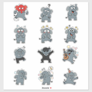 Pegatina Paquete de Stickers de Elefante Divertido — Dibujo