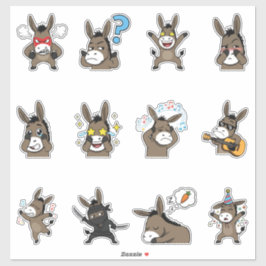 Pegatina Paquete de Stickers de Emoji de Burro Adorable