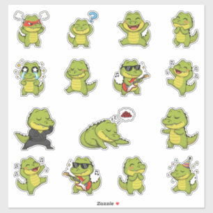 Pegatina Paquete de Stickers de Emoji de Cocodrilo Adorable