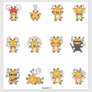 Pegatina Paquete de Stickers de Emoji de Jirafa Adorable
