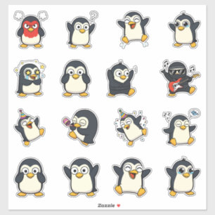 Pegatina Paquete de Stickers de Emoji de Pingüino Adorable