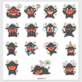 Pegatina Paquete de Stickers de Emoji de Toro Adorable