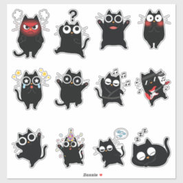 Pegatina Paquete de Stickers de Expresiones de Gato Negro D