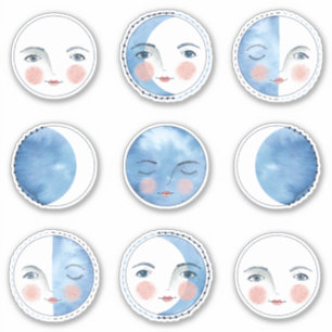 Pegatina Paquete de Stickers de Fases Lunares Caprichosas