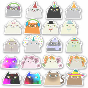 Pegatina Paquete de Stickers de Gato Adorable Gatos Kawaii 