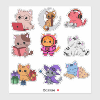 Pegatina Paquete de Stickers de Gato Caprichoso